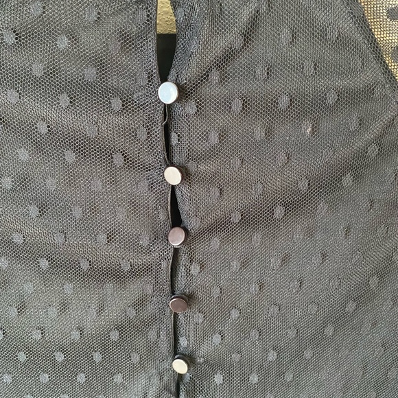 🖤 Black Swing Minidress with Sheer Dot Overlay - Picture 3 of 9